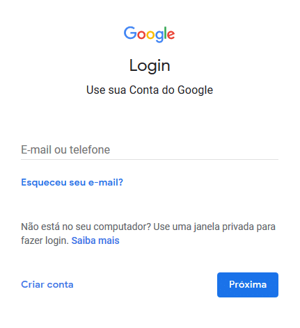 Fazer login Gmail